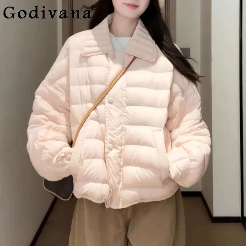 

Women Winter Thickened Warm Loose Long Sleeve Cotton-padded Coat Sweet Gentle Pink Age-reducing Versatile Fashion Short Coats