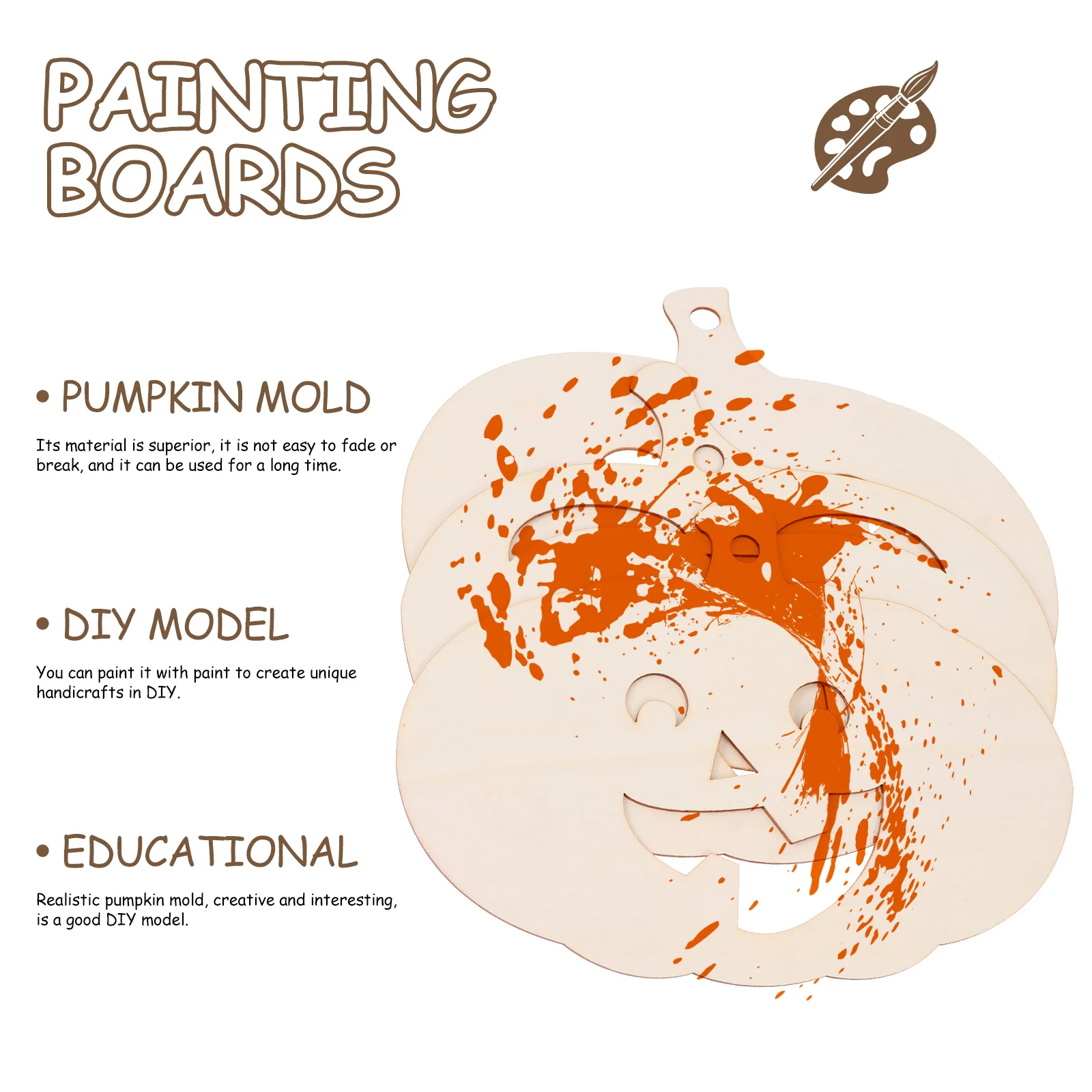 

3Pcs Wooden Pumpkin Pendants DIY Unpainted Hollow Clips for Halloween Children's Drawing and Coloring Lightweight Craft