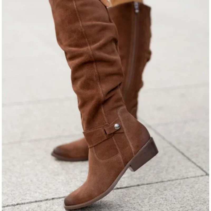 Hot Selling Retro Women Boot Large Size43 Suede High Women Boot Winter Boot Women High Heel Allmach Knee Length Boot Botas Mujer