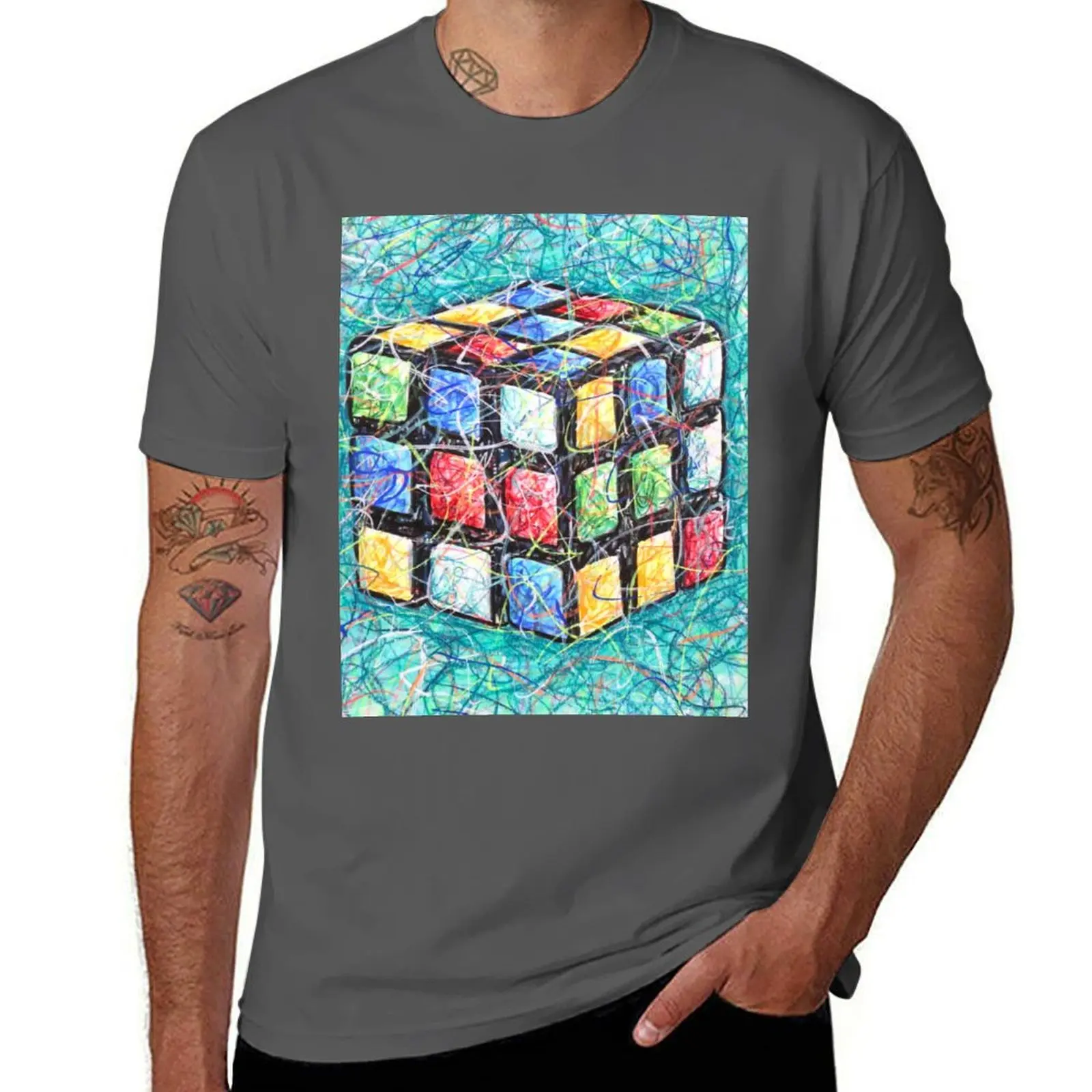 

Mixed Rubik's Cube Pattern T-Shirt new gifts and t-shirts cute clothes tshirts personalised plain mens graphic t-shirts funny