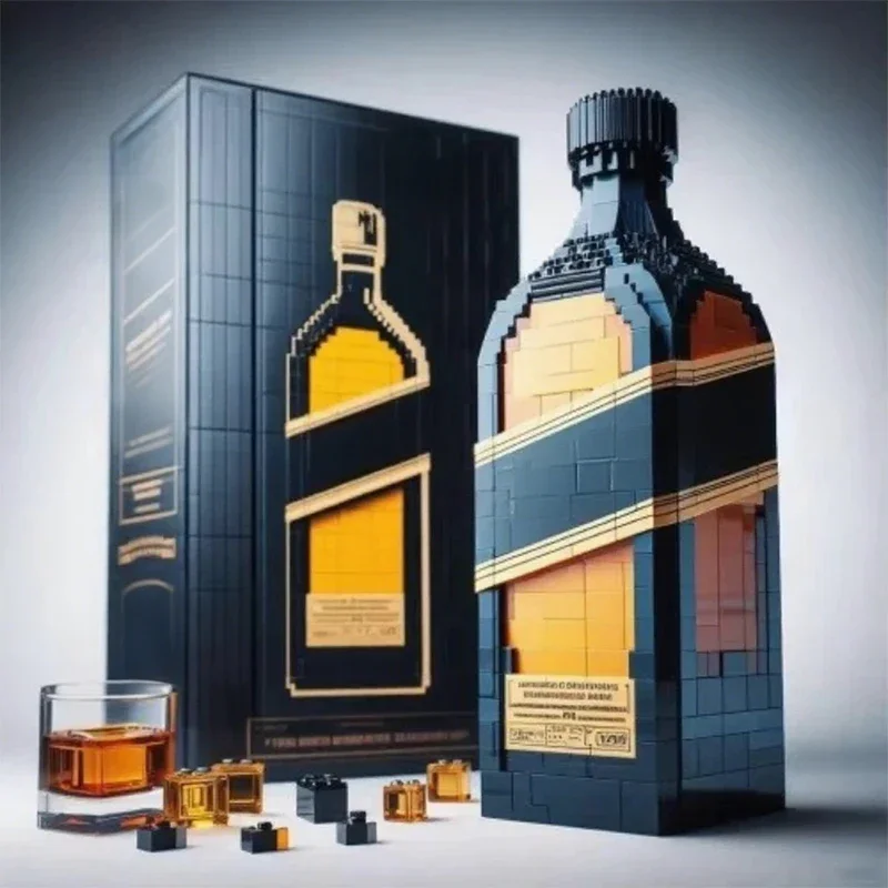 2025 NUEVOS bloques de construcción botella de whisky juego de decoración de botellas de vino importado vino avanzado ladrillo cultural juguete para regalo dar a amigos
