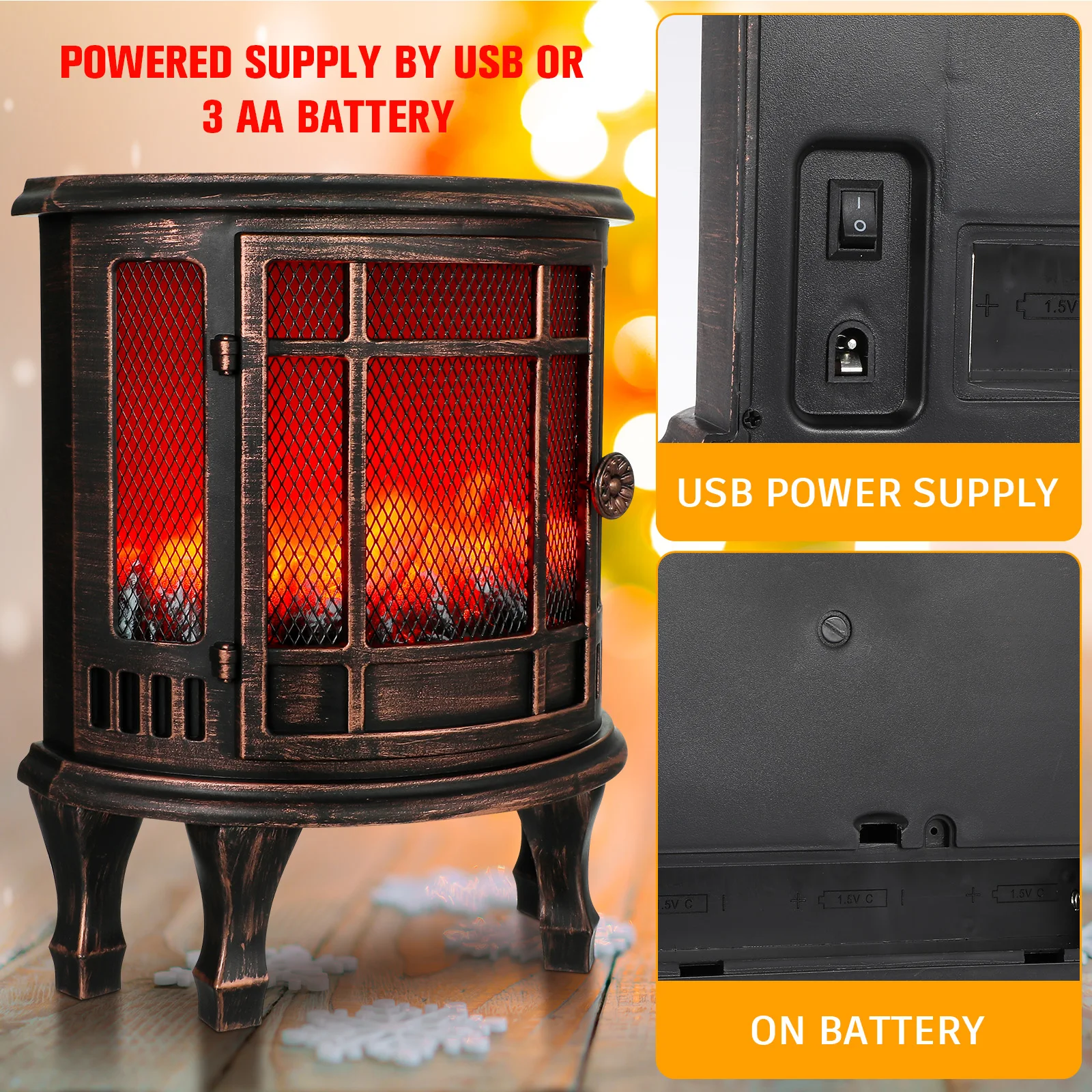 

Plastic Fireplace Decorative Lamp Simulation Flame Design Birthday Gifts USB Desk Night Light Camping Hiking Accessories