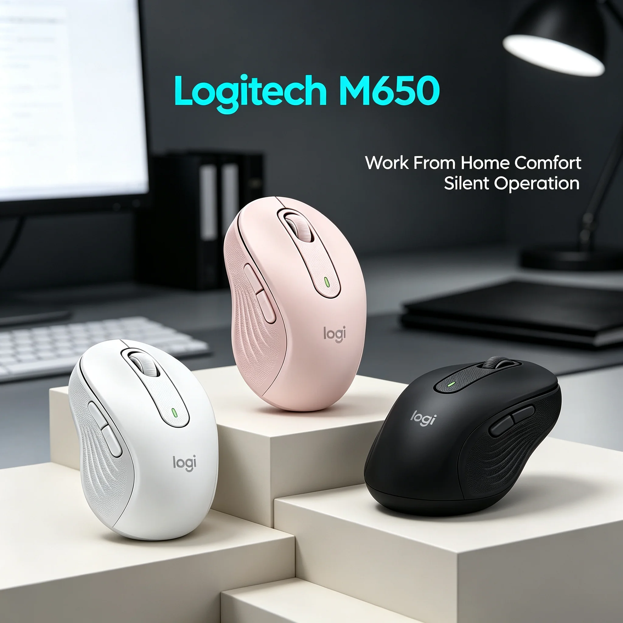 Logitech Signature M650 SmartWheel Wireless Mouse Programmable Side Buttons Long Battery Office Desktop Accessory