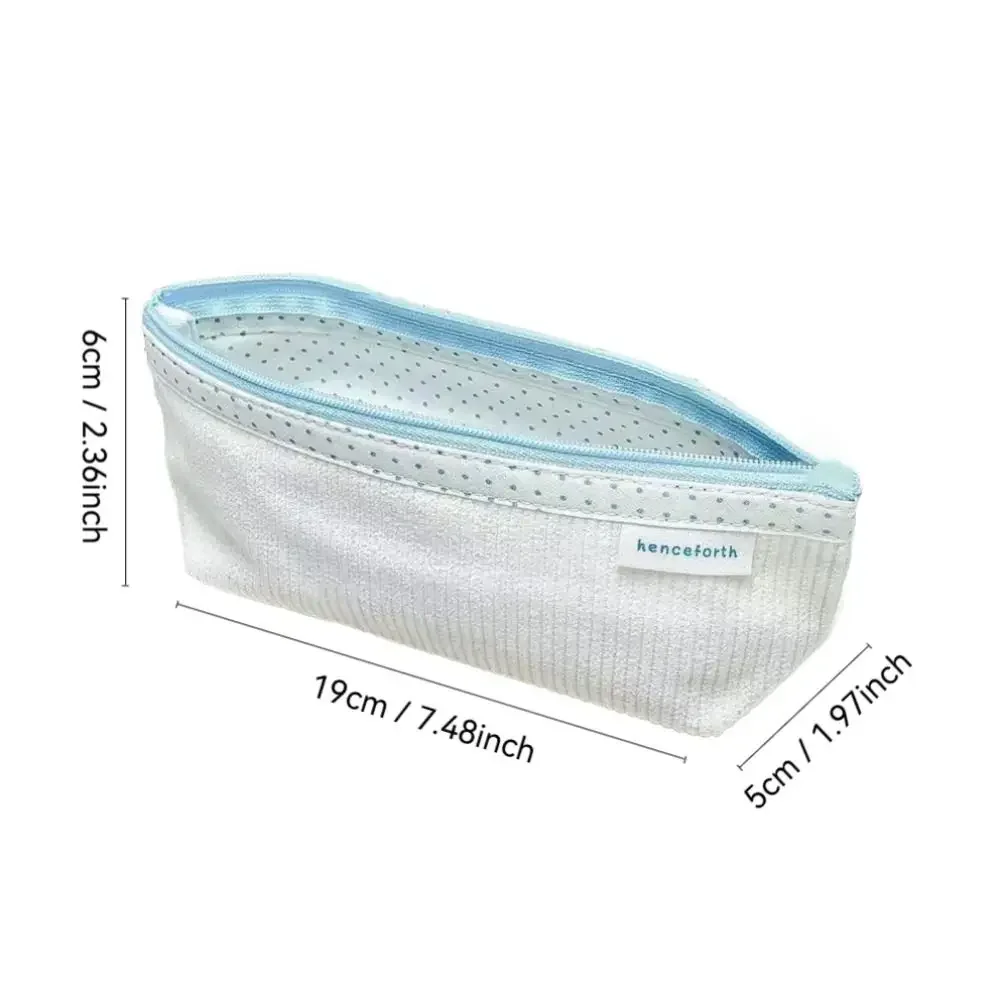 Bolsa de caneta de veludo fofa, forro de ponto ondulado, bolsa de papelaria de desenho animado, presente de grande capacidade, bolsa cosmética, suprimentos para estudantes