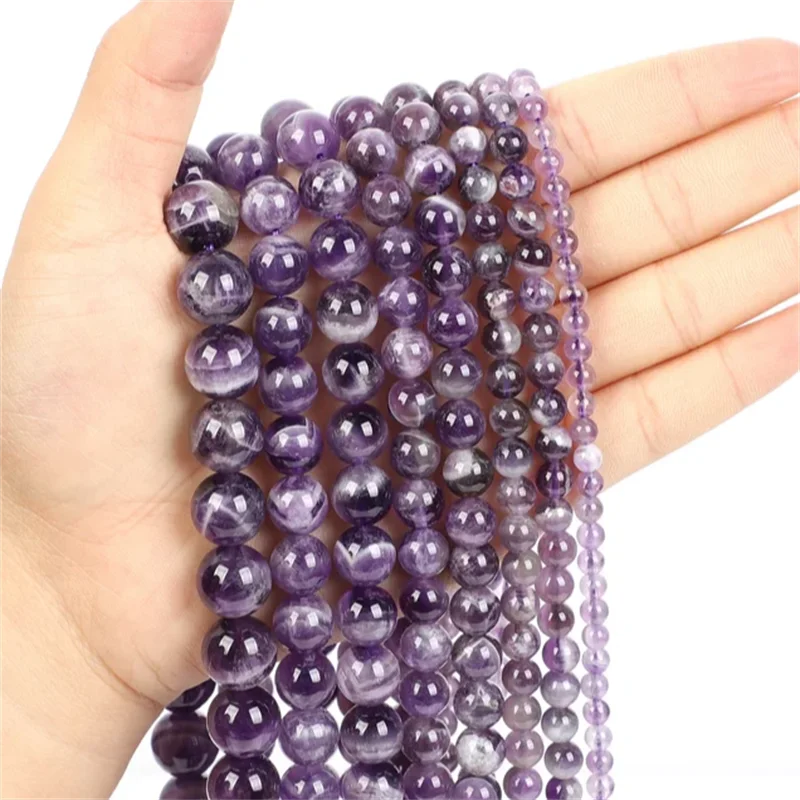 Natural Stone Beads Dream Amethyst beads For Jewelry Making DIY Bracelet 4 6 8 10mm