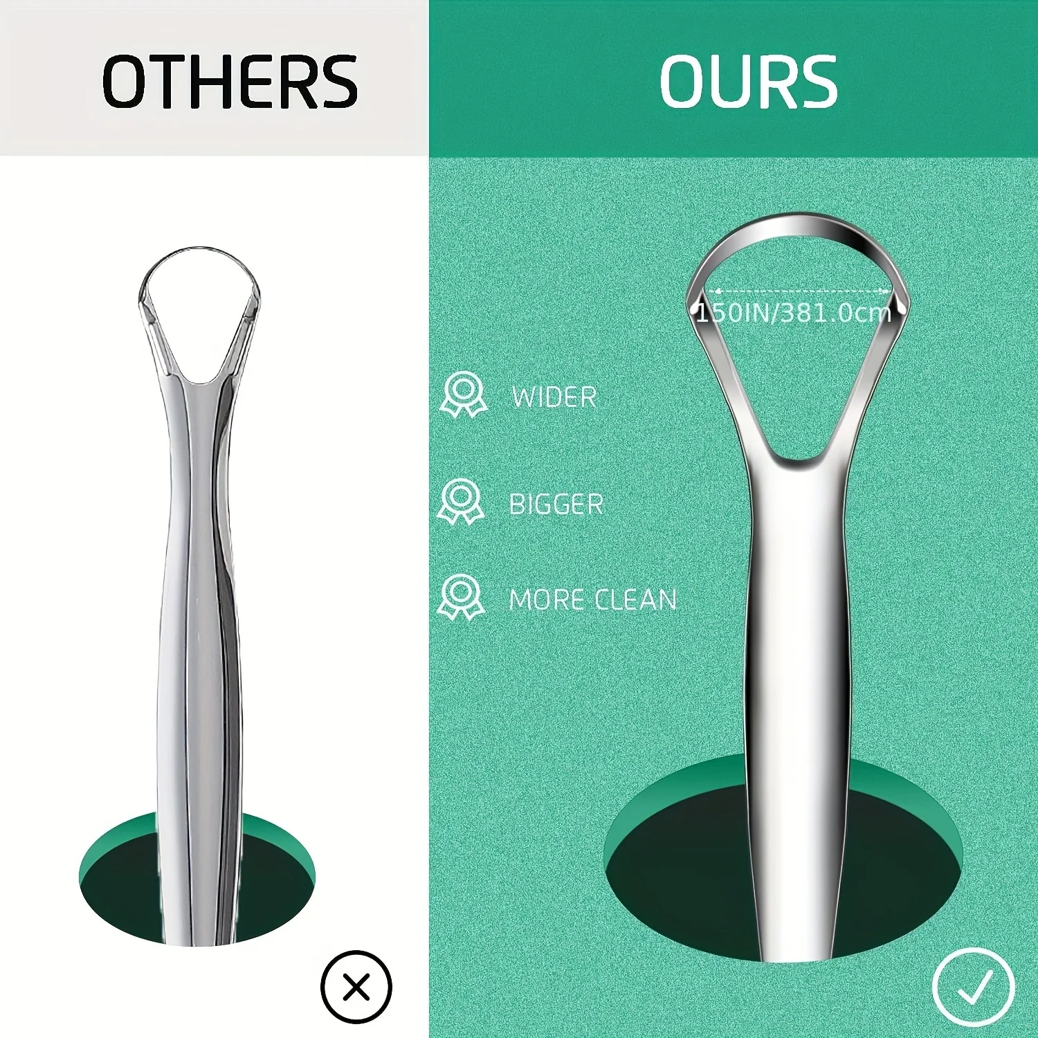 [Zungenschaber aus Edelstahl] Zungenschaber aus Edelstahl |   Zungenreiniger für Erwachsene, entfernt Mundgeruch, frischen Atem, Mundpflege