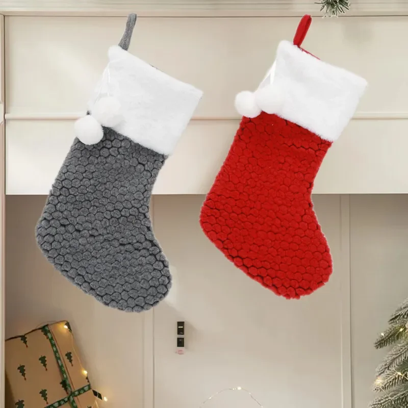 6 Pieces Christmas Socks Gift Bags Candy Stocking Tree Decorations Pendant Holiday Party Home Ornament Novelty Present Bag