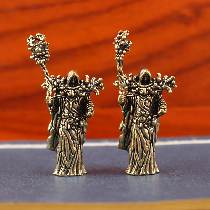 تمثال المعالج النحاسي - تمثال ماجى غامض عتيق لديكور المكتب، عنصر جامعي الخيال، زخرفة فريدة من نوعها للمكتب ورف الكتب #2