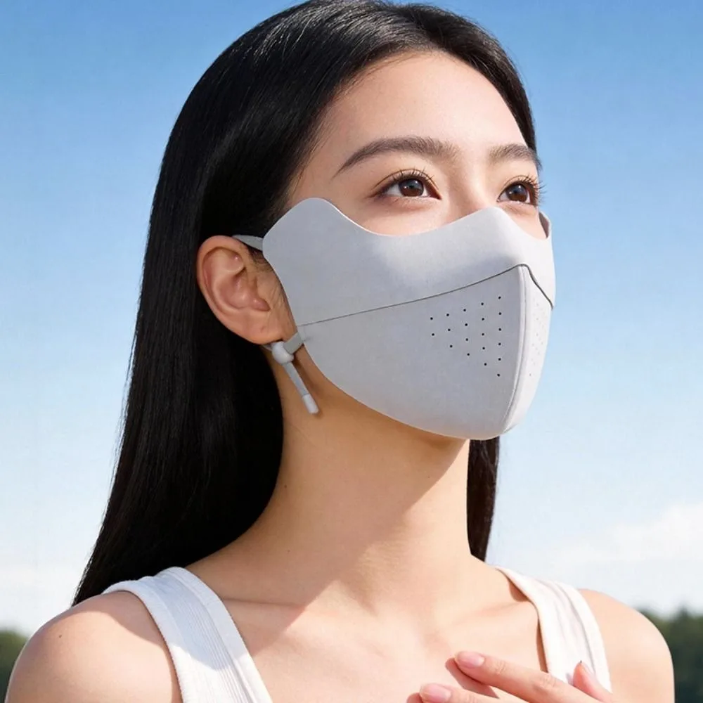 

Elastic Summer Ice Silk Mask Breathable Thin Face Cover UV Protection Sunscreen Veil Face Gini Mask Women/Girls