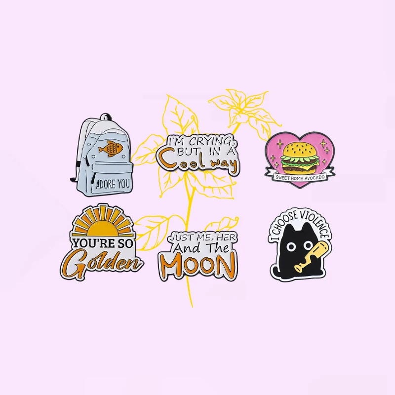 Cute School Bag Enamel Pins Including Cartoon Sweet English Letter You're So Goiden Metal Badge Jewelry Gift For Children Friend