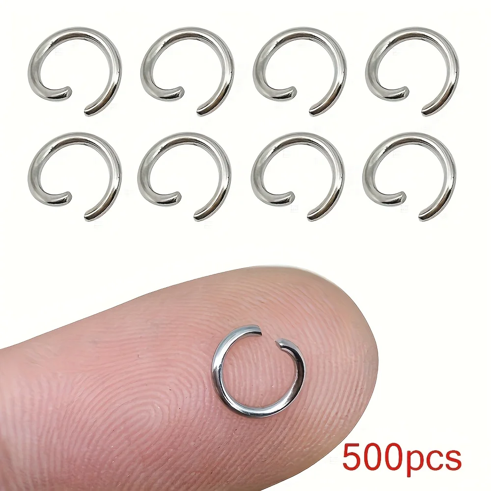 500 Stück Edelstahl Offene Verbindungsringe Schmuckzubehör für DIY Ringe, Ohrringe, Armbänder, Halsketten