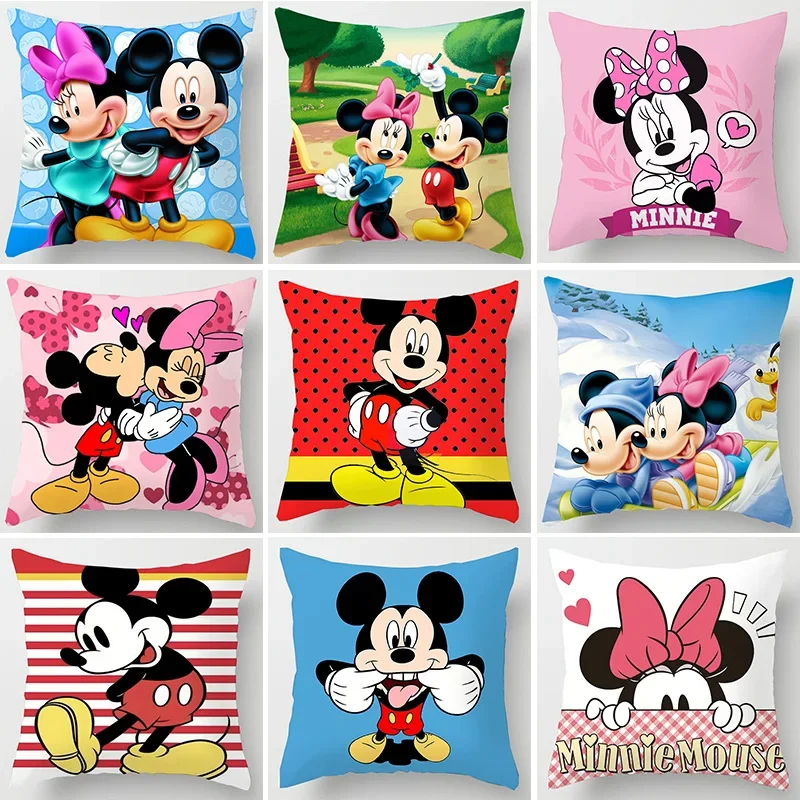 Disney Pillowcase Mickey Minnie Mouse Pillow Case \\ Toys Home Decoration Gift 45x45cm