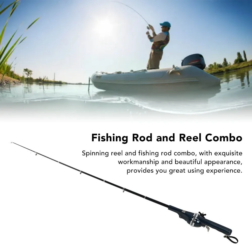 Portable Folding Fishing Rod Fiberglass with Reel Fishing Pole 1.31m Reel Combos Hiking