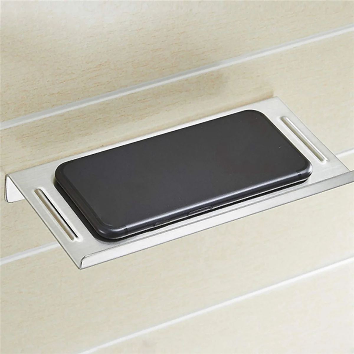 

2X Wall Mount Stainless Steel Bathroom Toilet Small Phone Holder Phone Shelf, Anti-Slip Style And Silver Brushed Finish-A74Z