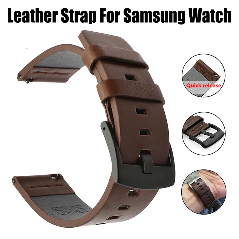 20mm 22mm Watch Band Quick Release Leather Strap for Samsung Galaxy Watch 3 Active2 40 44mm Huawei Watch Gt 2 WatchBand 18 24mm