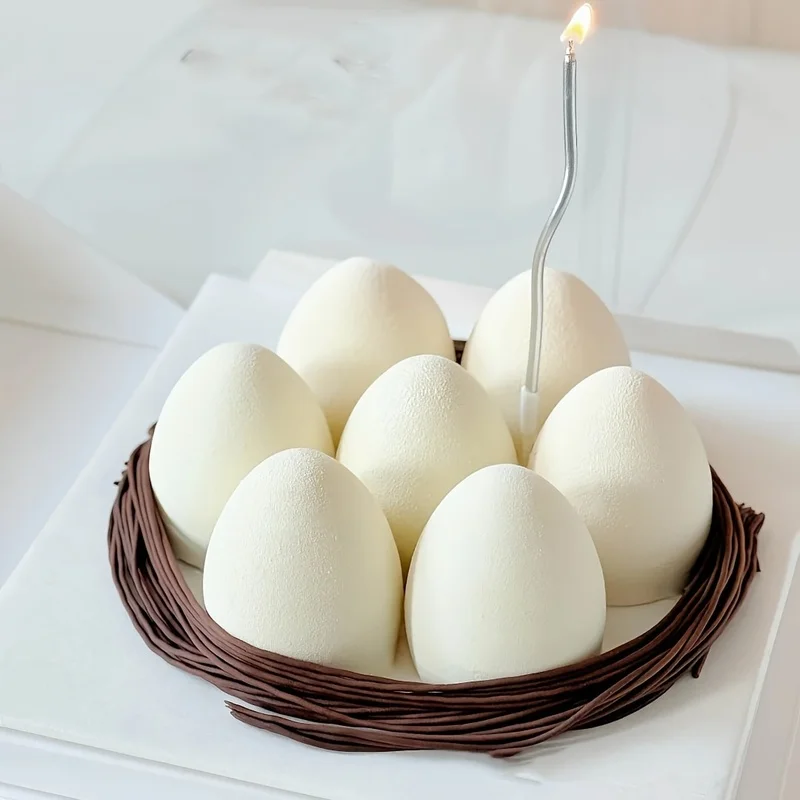 8 Cavity Egg Silicone Mold Festival DIY Handcraft Cake Decor Baking Tool For Eid Birthday Wedding Carnival Thanksgiving Kitchen