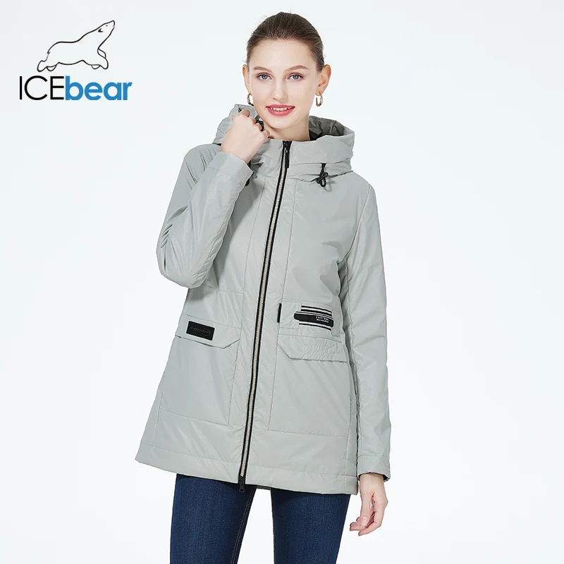 ICEbear-chaqueta con capucha para mujer, abrigo cálido a prueba de viento, ropa de otoño, nueva actriz, moda, GWC22088I, 2023