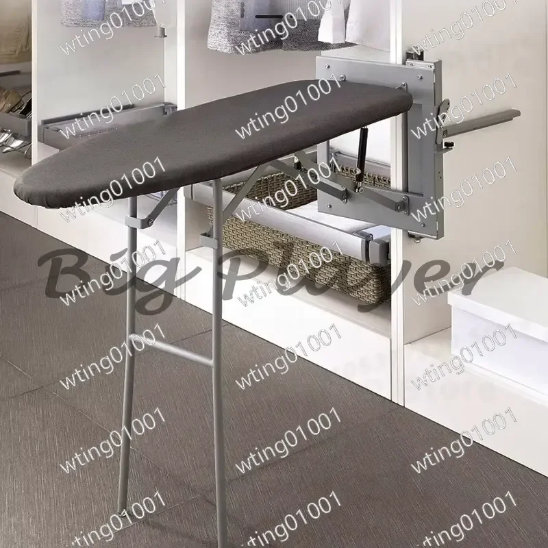 for Cloakroom Folding Wardrobe Internal Hidden Ironing Board with Push-pull Damping Electric Iron Rack Household Space Saving