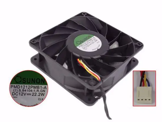 

SUNON PMD1212PMB1-A (2).S.B4104-1.R.GN DC 12V 22.2W 4-Wire Server Cooling Fan