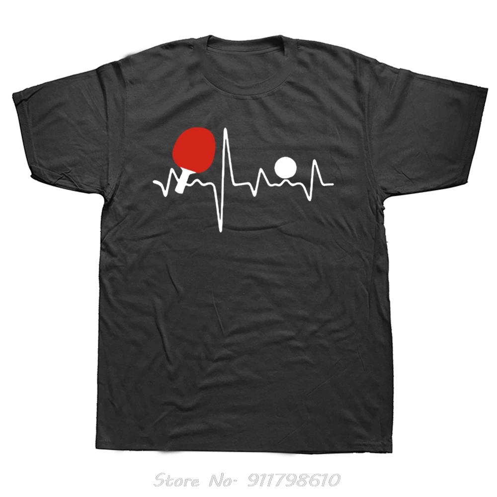 2025 New model Funny Ping Pong Heartbeat Oversized T-shirt Streetwear Men's Clothing O-Neck Fitness T Shirt Harajuku Table Tenni
