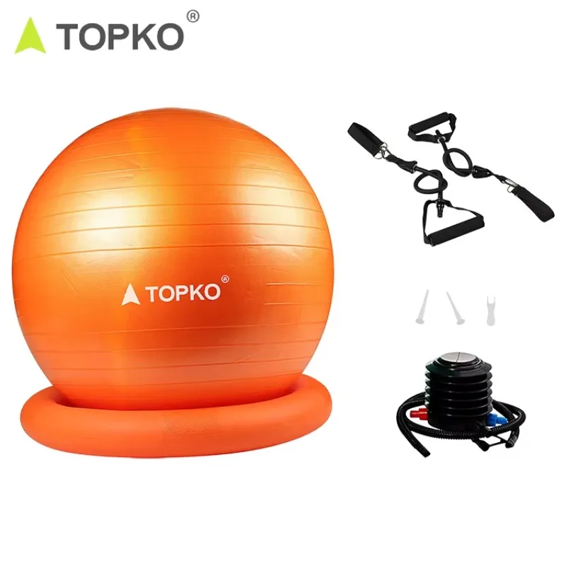 YTYIN TOPKO Patent 65cm 95cm Anti-burst Pilates Exercise Gym Back Muscle Relax Ball Pump Premium Black Pvc Yoga Ball With Base