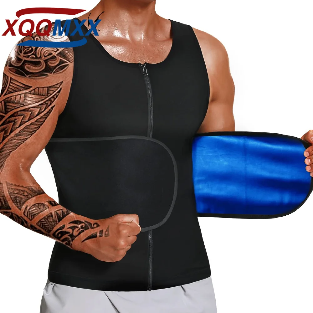 1PCS Men Zipper Sauna Waist Trainer Vest, Hot Sweat Tank Top Sauna Shirt, Body Shaper Sweat Belt for Belly Fat Weight Loss