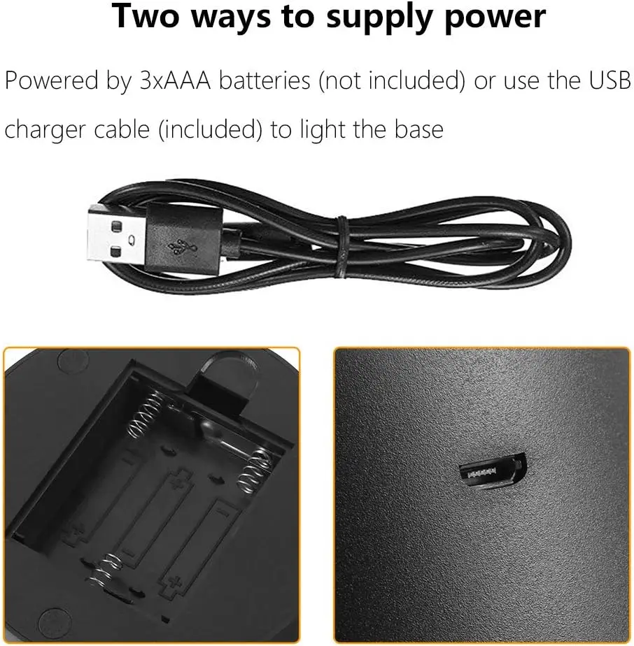 2 Pack 3D Led Night Light Lamp Base Includes Remote Control, Blank Acrylic and Charger Cable Adjustable 16 Colors Lights Base