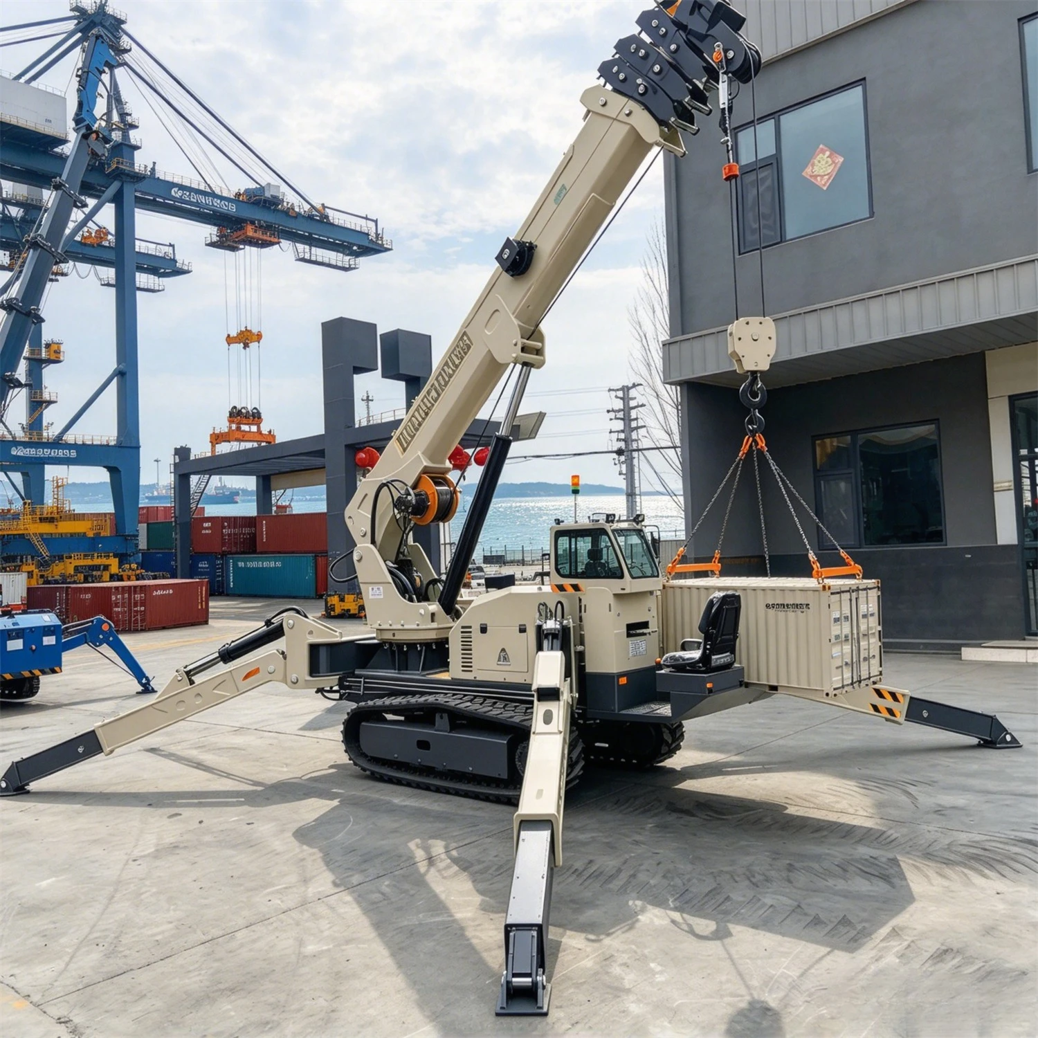Telescopic Outrigger 3 Ton Spider Crane 5 Ton 8 Ton Spider Crane with Long Arm Fly Jib Customized Crawler Spider Crane