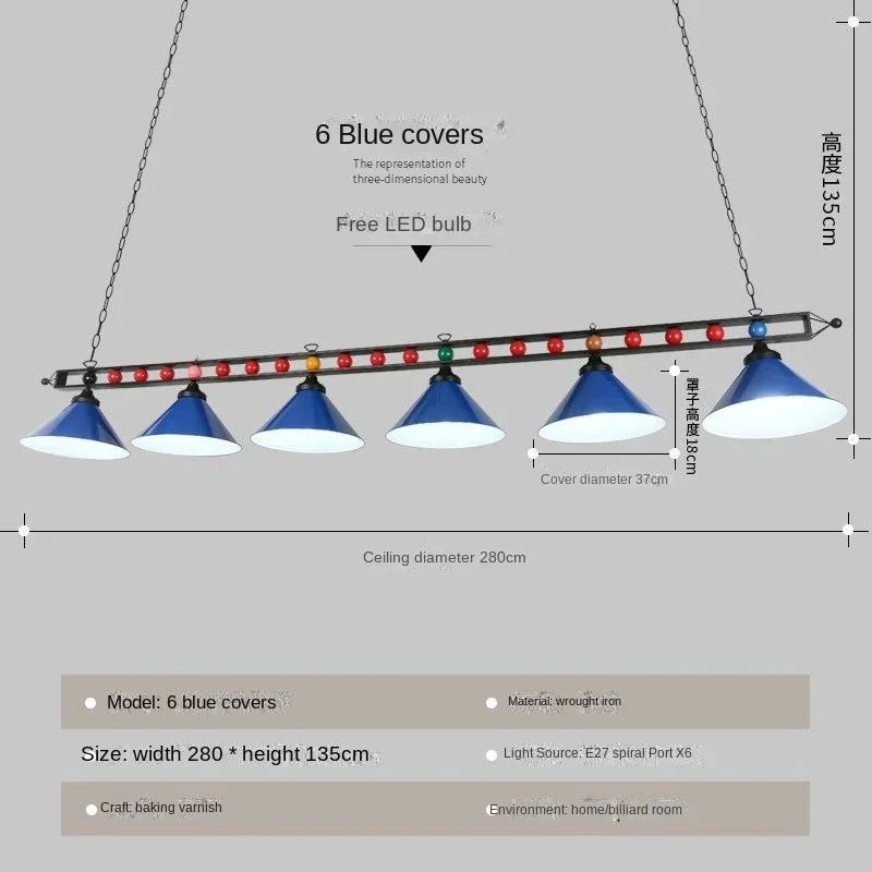 Newly Upgraded Led Wrought Iron Chandelier For Billiards Room Sports-Use Lampshade Snooker Lamps And Billiard Lamp