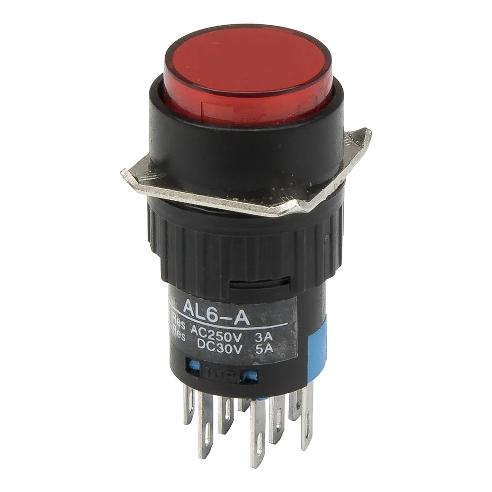 5pcs / lot AL6-A-22 16mm self-lock ON - OFF round push button switch AL6-A 8 pin pushbutton 220V 12V LA16Y-22D