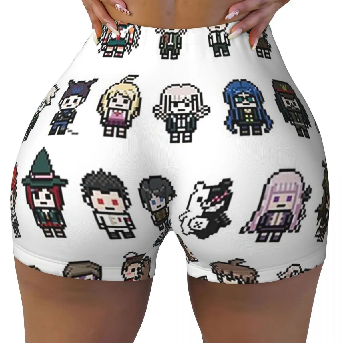 

Пользовательские шорты для йоги DanganRonpa Sprites, женские шорты для тренировок в тренажерном зале, спортивные шорты для волейбола и байкера