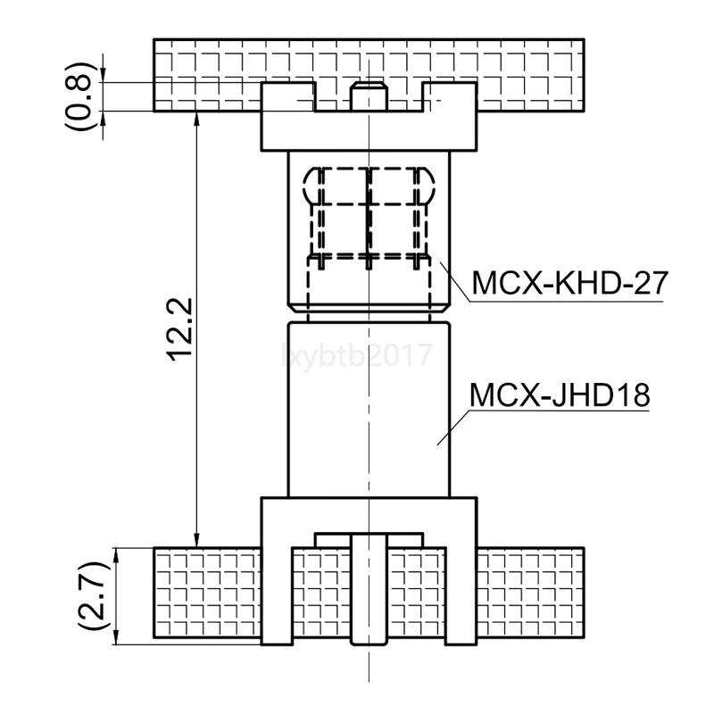 12.2Mm board size scheme MCX-JHD18 pair plug MCX-KHD-27 RF connector PCB panel