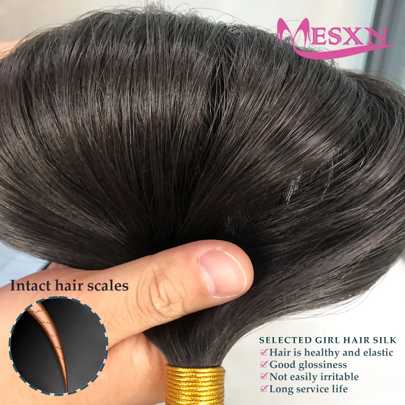 MESXN  Straight Bulk Hair Extensions Natural Real Human Hair 16-26inch  Black Brown Blonde 613 Color for Women For salon