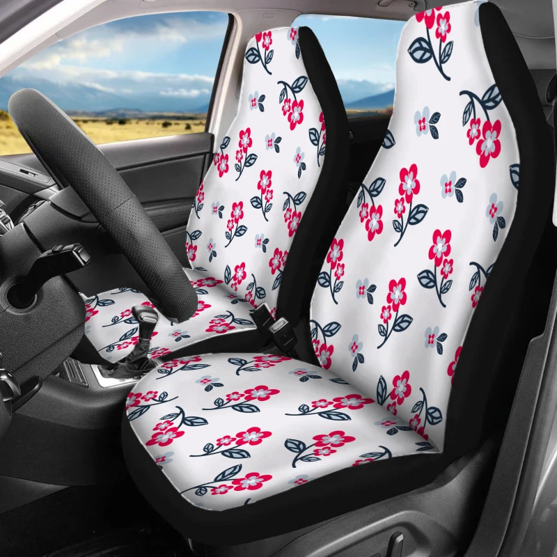 2 housses de siège auto pour sièges avant uniquement, décoration intérieure automobile, motif floral, housses de siège auto respirantes, housses de coussin de véhicule