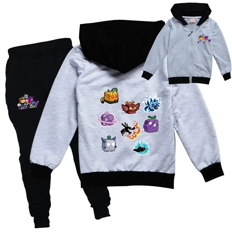 Zz04zz12 الخريف الشتاء الاطفال رياضية ثلاثية الأبعاد B-BloxES الفواكه طباعة سستة هوديس بلوزات السراويل مجموعات ملابس الأولاد عادية الفتيات T #5