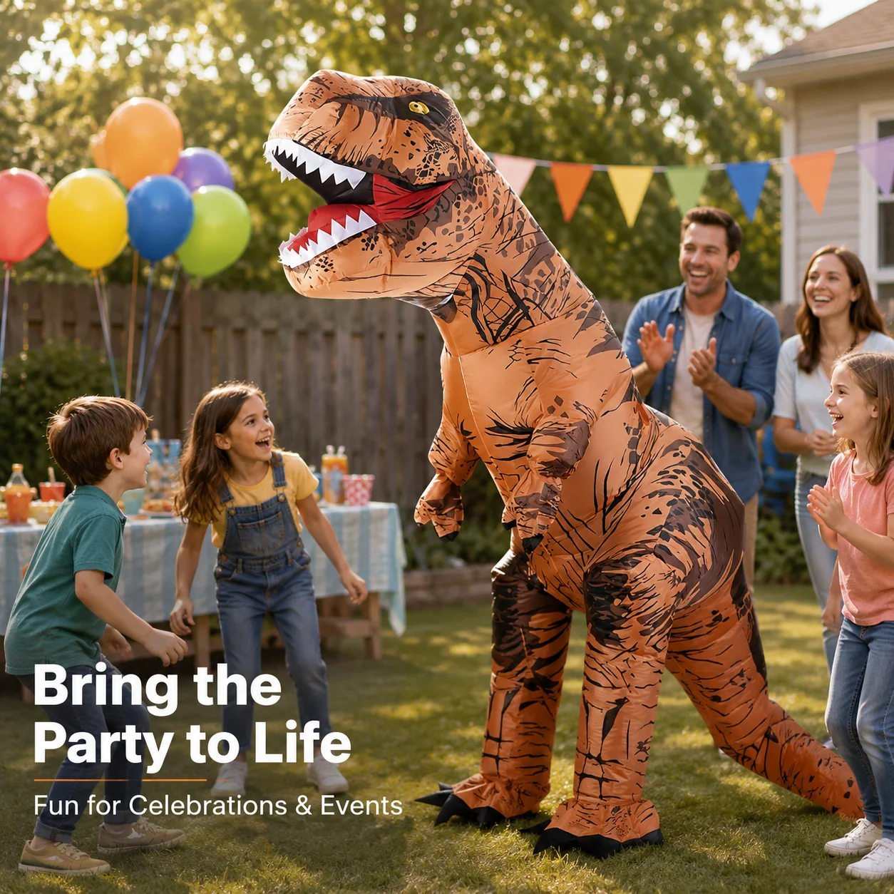 Costume de mascotte de dinosaure gonflable amusant NUOYING, T-Rex orange, costume de cosplay pour adulte, tenue idéale pour Halloween, carnaval, Purim et toutes sortes d'événements festifs