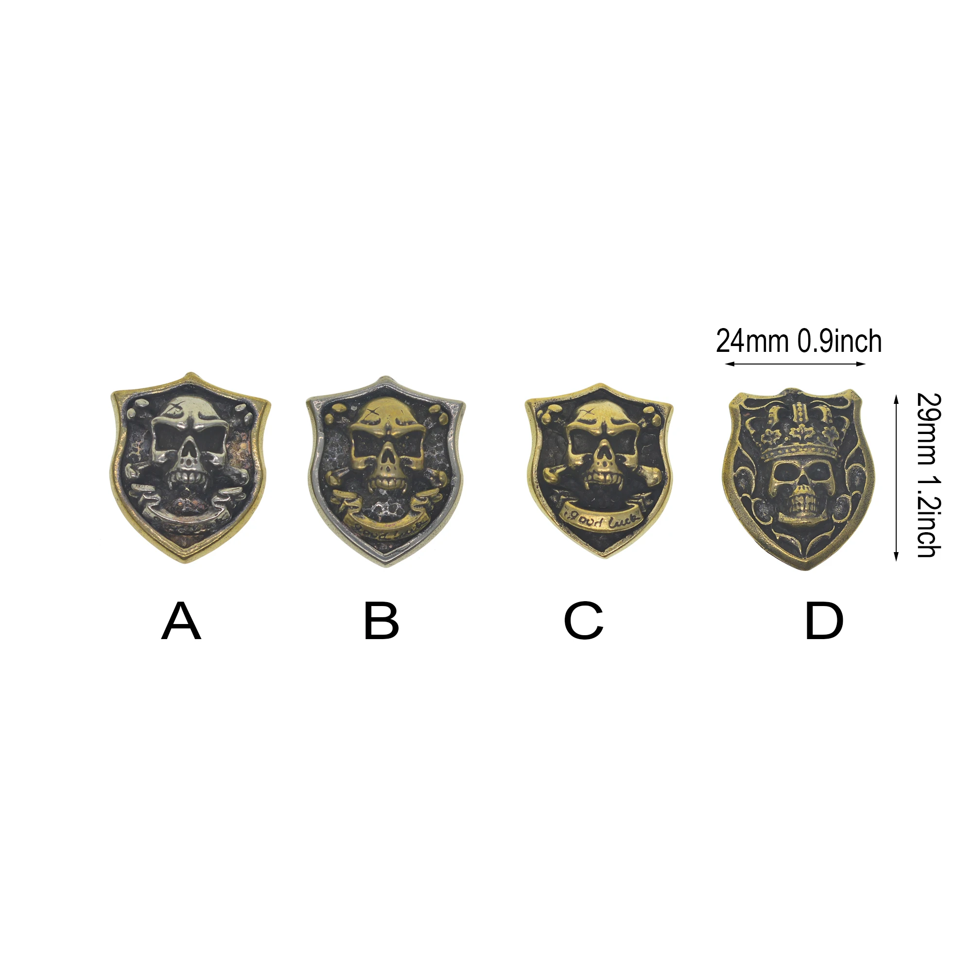 vintage Brass Tibetan silver Good luck shield crown Skull Screw Back Concho rivet Decor Belt Saddle Blanket Wallet backpack DIY