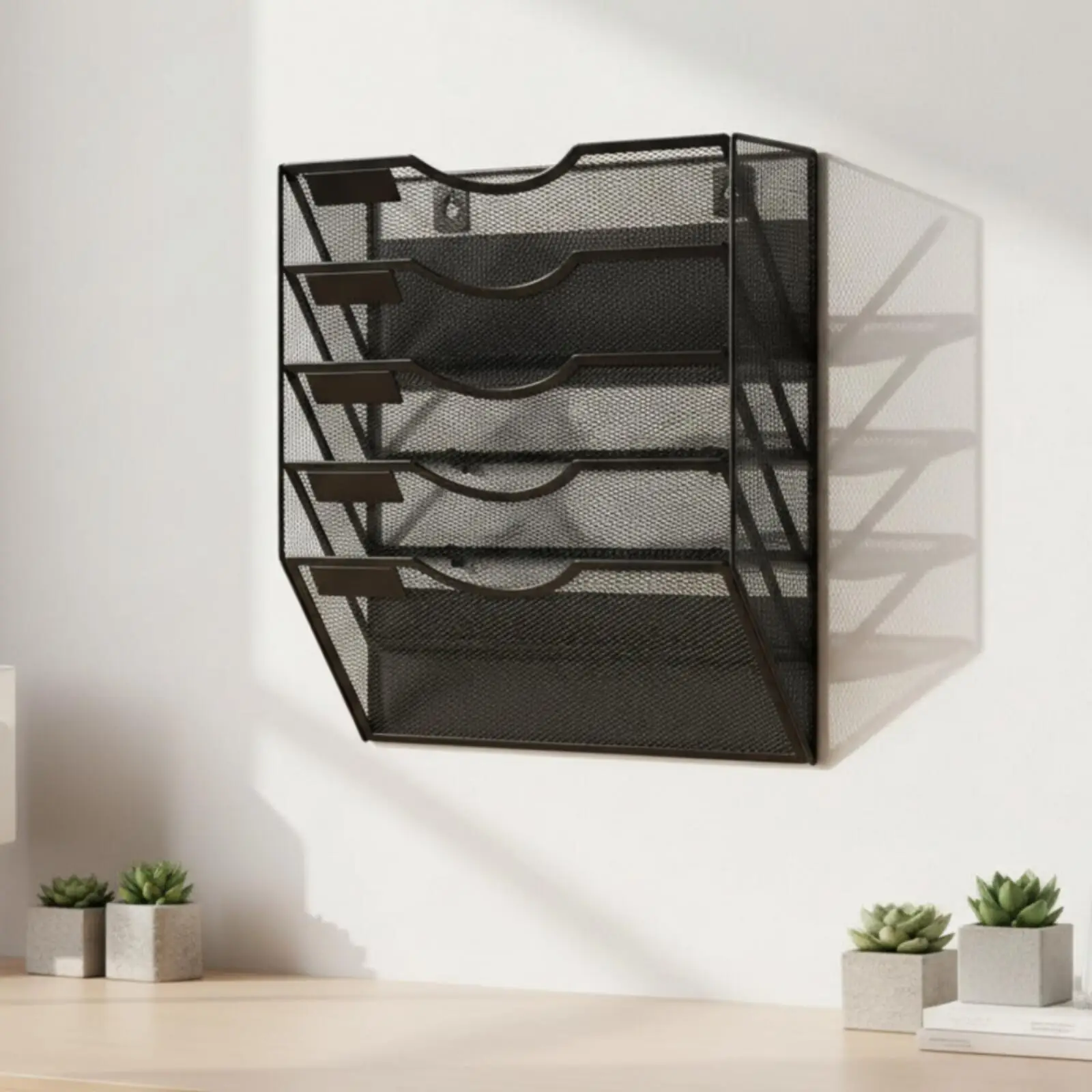 Wall-Mounted File Organizer Space Saving Wall File Organizer Open-Frame for Home Workspace, Classroom, Reception Area