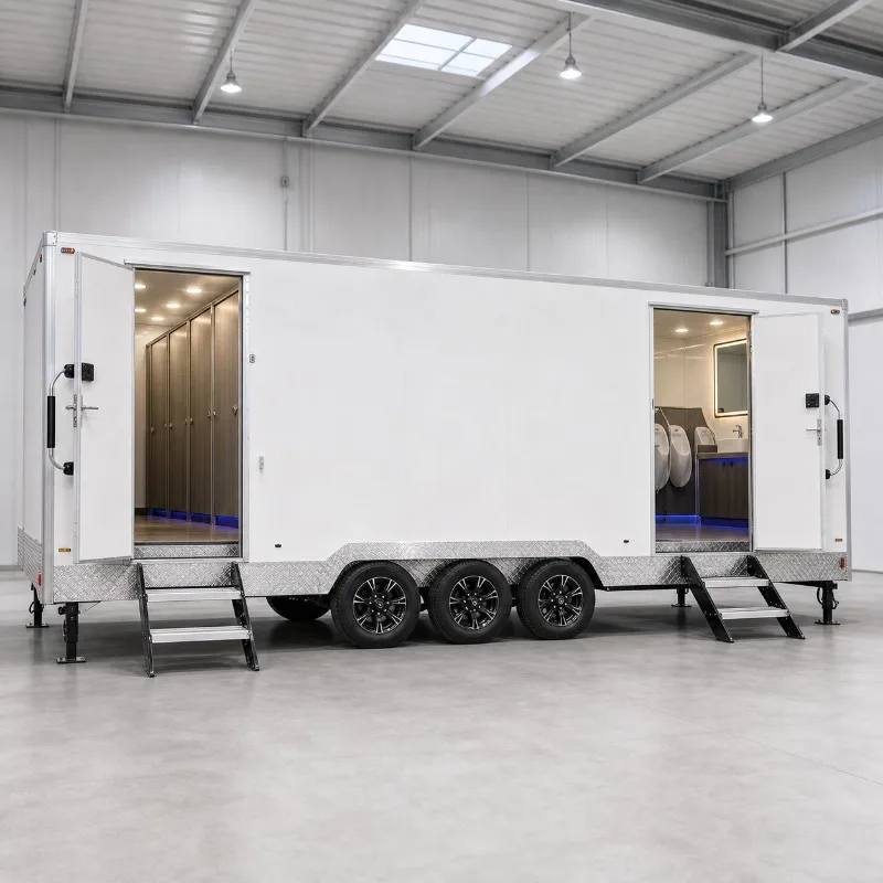 Customized CE Approved 8.5m 7+3 Layout Mobile Restroom Trailer High Capacity Portable Toilet For B2B Rental Markets