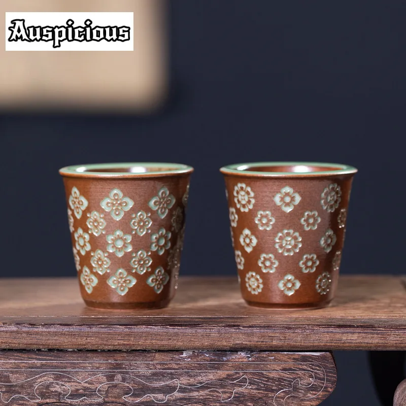 

45 мл чайная чашка Longquan Celadon Baoxiang с узором, чайная чашка в стиле дзен, милая чашка для дегустации чая, чашка для медитации, чашки Chazhan Master для чайного ремесла