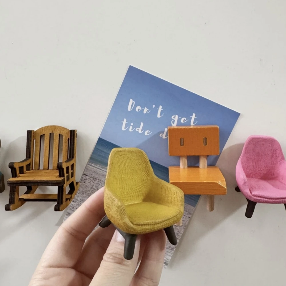 Retro Creative Resin Fridge Magnets Cute Yellow Chair Simulation Home Living Room Decoration Miniature Refrigerator Magnet
