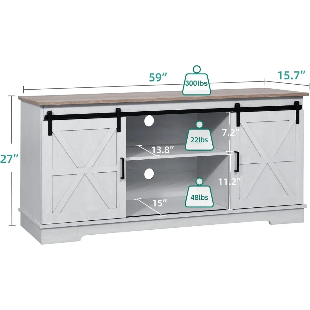 Farmhouse TV Stand for 65/60/55 Inch, Modern Entertainment Center with Sliding Barn Door, Wood TV Media Console Storage  Cabinet