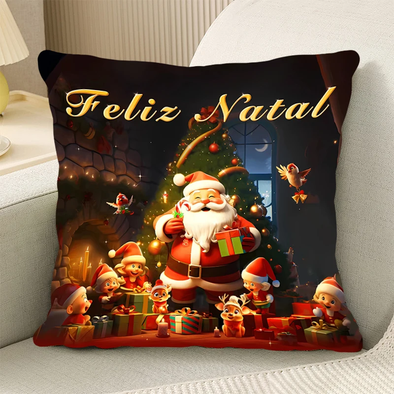 Christmas Pillow cover leisure sofa office tide car decorative comfortable Square pillow case Santa Claus pillowcase Home Decor