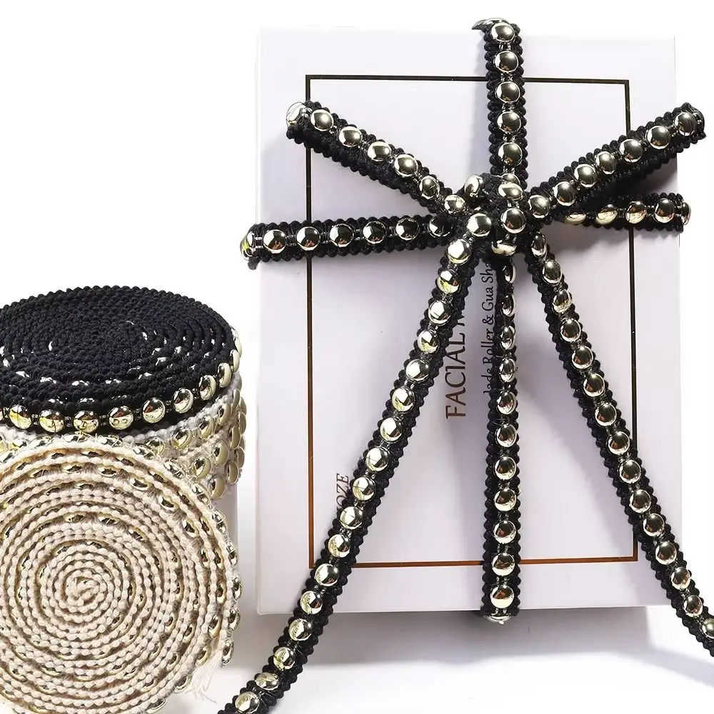 2yard DIY Material Polyester Lace Trim Gold Thread Pearl Edge Garment Lace Clothing Trim Sewing Supply