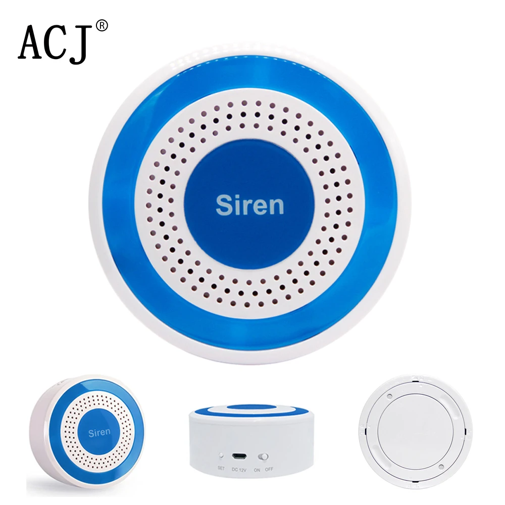 ACJ-sirena inalámbrica de tono alto, 85dB, Sensor de alerta de luz estroboscópica para sistema de alarma de seguridad Wifi GSM de 433MHz