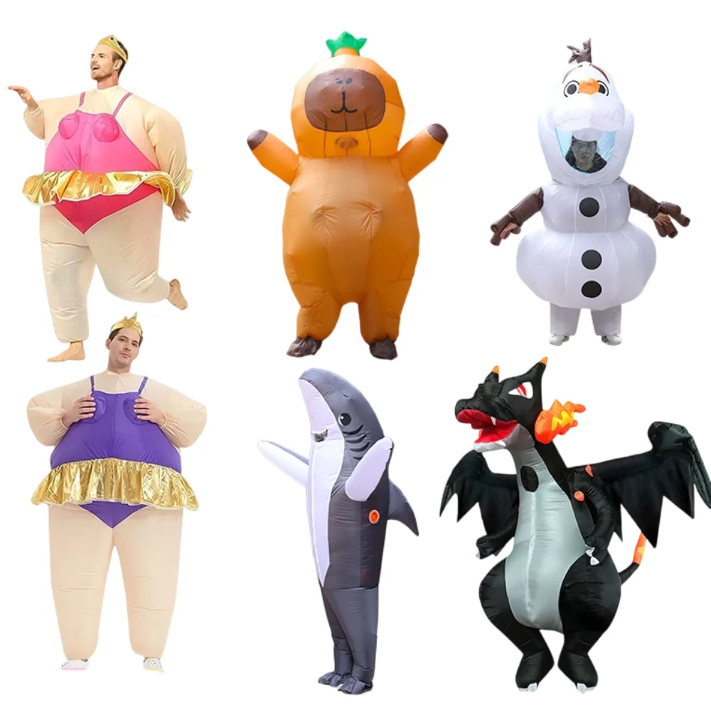 Lustiges aufblasbares Cosplay-Kostüm für Erwachsene, verschiedene Charaktere, aufblasbarer Anzug, Halloween-Karneval-Themenparty, ausgefallenes Outfit