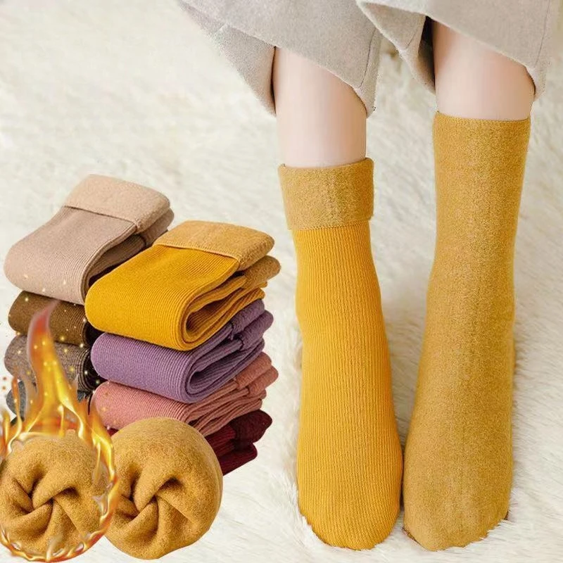 

1 Pair Snow Socks Women's Autumn and Winter Thermal Velvet Thick Warm Mid Tube Floor Socks Women Home Long Socks Wholesale 2025