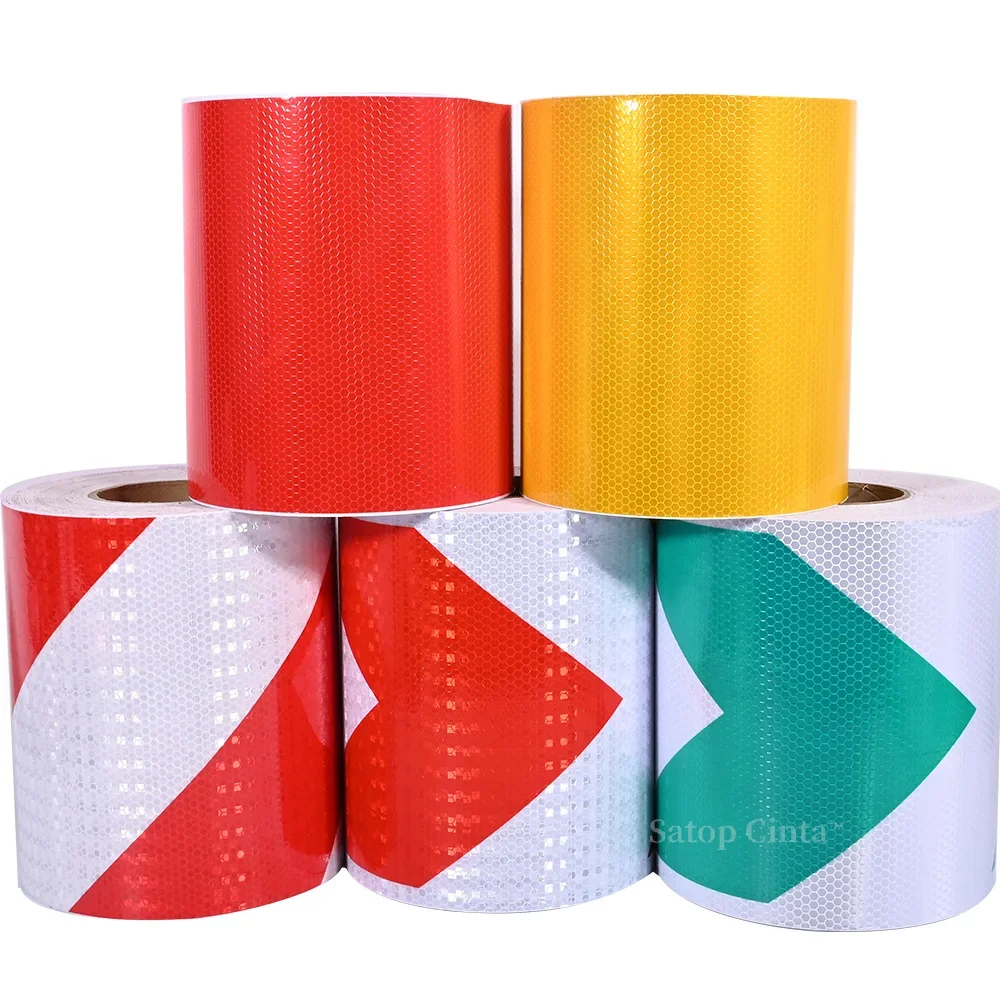

20cmx5M Super Strong Reflective Decorative Bike Sticker White Red Yellow Self-adhesive Reflector Tapes Road Traffic Warning Sign