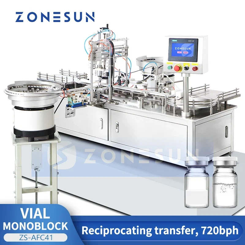 Zonesun Liquid Filling and Crimping Machine Automatic Vial Filling and Stoppering Machine Monoblock  ZS-AFC41