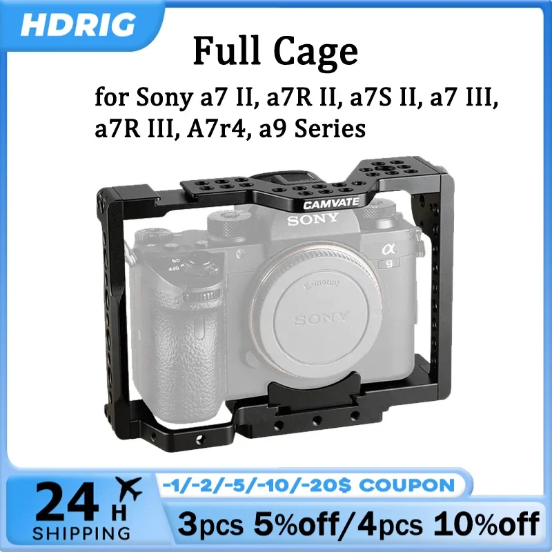 HDRIG for Sony A7 II Full Cage with Shoe Mount for Monitor Light, ARRI Rosette, Quick Release Plate for Sony a7 II, a7R II, a7S